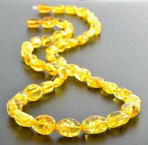Golden Amber Necklace Made of Golden Color Bean Shape Amber