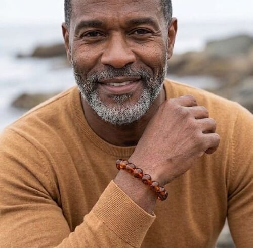 Men's Amber Bracelet Made of Cognac Color Amber