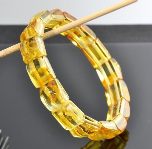 Bangle Style Amber Bracelet Made of Lemon Baltic Amber