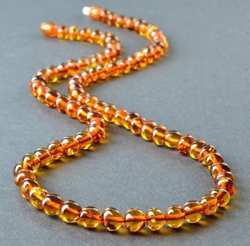 Men's Amber Necklace Made of Cognac Baltic Amber. Unisex. 
