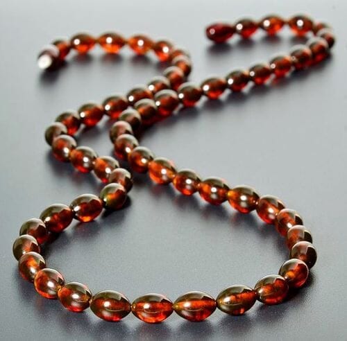 Men's Amber Necklace Made of Oval Shape Dark Cognac Amber. Unisex.  