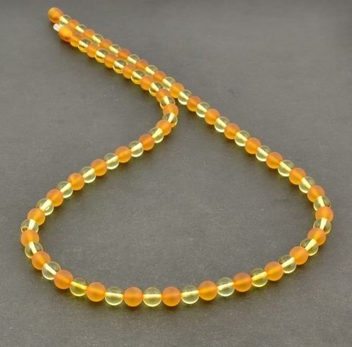 Men's Necklace Made of Polished Lemon and Matte Honey Amber 