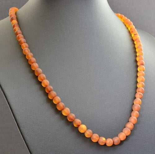 Raw Men's Amber Necklace Made of Cognac Color Amber. Unisex. 