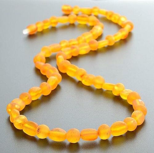 Raw Men's Amber Necklace Made of Baroque and Bean Shape Amber