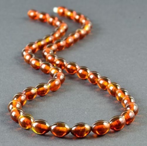 Men's Amber Necklace Made of Oval Shape Dark Cognac Amber. Unisex.  