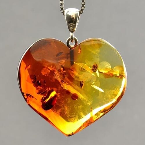 Amber Heart Pendant Made of Precious Healing Baltic Amber