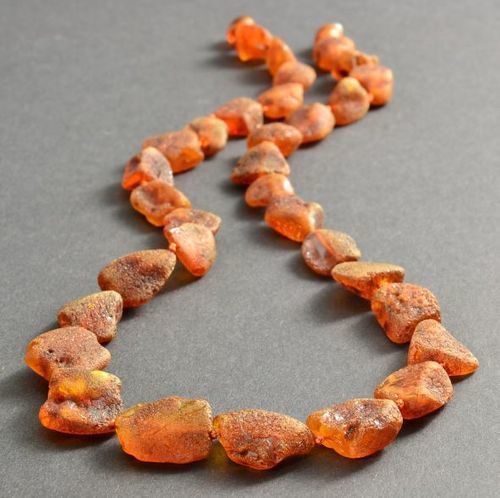Raw Amber Healing Necklace Made of Cognac Baltic Amber