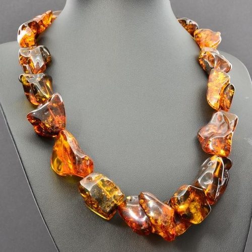 Massive Amber Necklace Made of Free Form Shape Baltic Amber