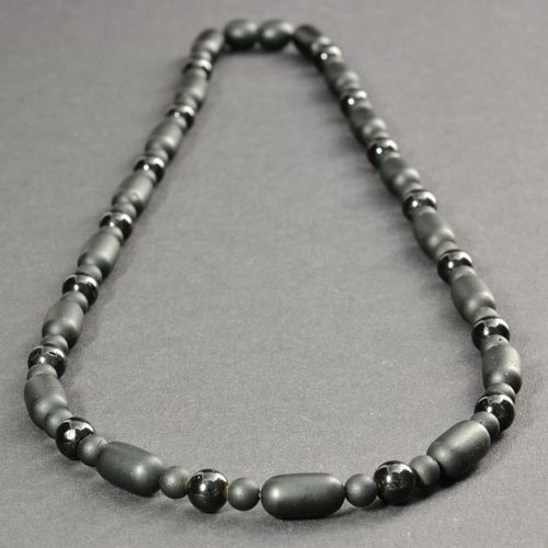 Mens Amber Necklace Made of Cylinders, Round Black Amber. Unisex. 