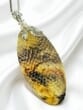 Large SNAKE SKIN Amber Pendant Carved Earth Colors Amber