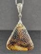 Meteorite Triangle Amber Pendant Carved Cloudy Baltic Amber