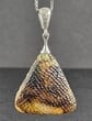 SNAKE SKIN Triangle Amber Pendant Carved Earth Colors Amber