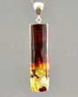 Amber Pendant Made of Tube Shape Colorful Baltic Amber