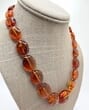 Amber Necklace Made of Flat Round Shape Dark Cognac Color Amber