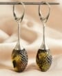 SNAKE SKIN Amber Drop Dangle Earrings Carved Earth Colors Amber