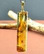 Amber Pendant Made of Tall Tube Shape Amber With Bits of Flora