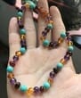 Amber Necklace for Children Made of Amber Amethyst and Turquoise