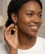 Amber Earrings Made of Flat Round Amber With Bits of Flora