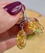 Golden Amber Dangle Earrrings Made of Baltic Amber