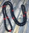 Men's Beaded Necklace Made of Matte Black Amber and Jadeite Beads