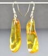 Golden Amber Earrings Made of Natural Shape Amber Rocks