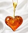 Amber Heart Pendant Made of Cognac Color Amber