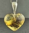SNAKE SKIN Amber Heart Pendant Carved Earth Colors Amber