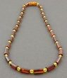 Mens Amber Necklace Made of Cylinders and Round Amber Beads