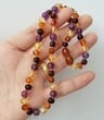 Amber Necklace for Children Made of Baltic Amber and Amethyst