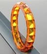 Bangle Style Amber Bracelet Made of Pyramid Shape Cognac Amber 