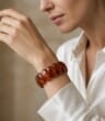 Classic Bangle Style Amber Bracelet Made of Dark Cognac Color Amber