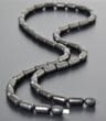 Black Men's Amber Necklace Made of Barrel Shaped Raw Amber