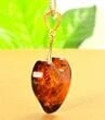 Amber Heart Pendant Made of Cognac Color Amber