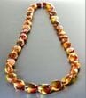 Amber Necklace Made of Colorful Bean Shaped Amber