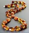 Amber Necklace Made of Colorful Bean Shaped Amber 