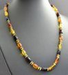 Men's Amber Necklace Made of Cylinders, Disk Shape Amber. Unisex.