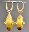 Meteorite Amber Earrings Carved Cloudy Baltic Amber