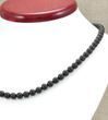Matte Men's Beaded Necklace Made of Black Baltic Amber