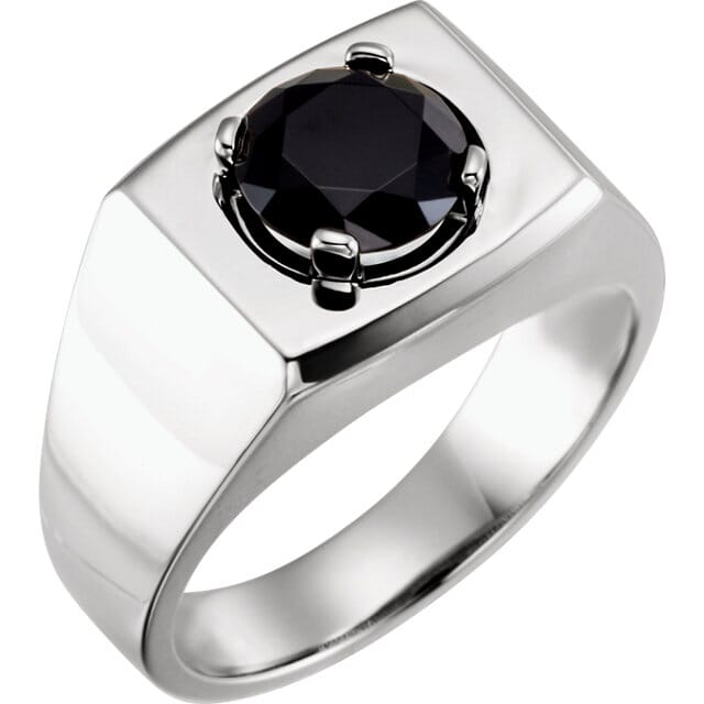 14 Karat White Gold 8 2mm Round Onyx Men S Ring
