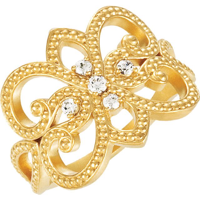 Buy 14 Karat Yellow Gold 0.12 Carat Diamond Granulated Design Ring Size 7