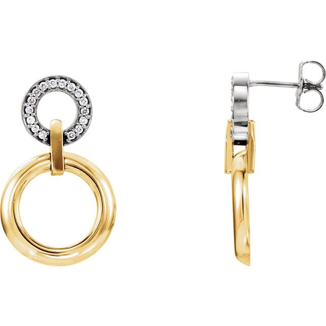14 Karat Yellow & White Gold 1/6 Carat Diamond Earrings