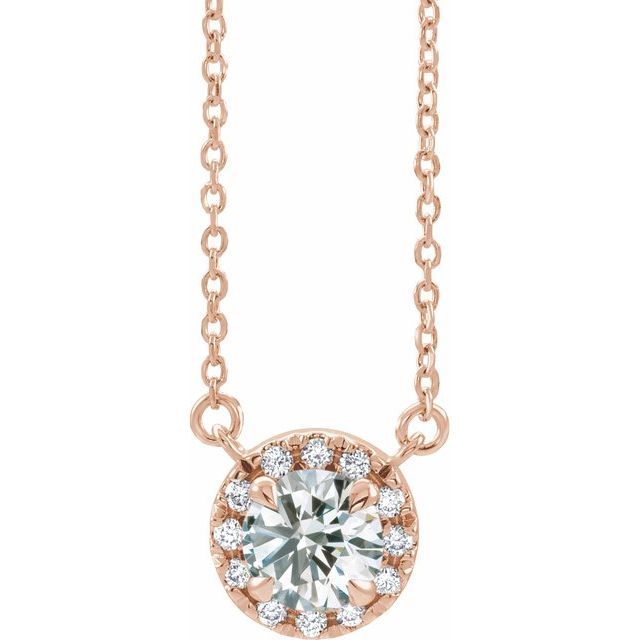 White Diamond Necklace in 14 Karat Rose Gold 9/10 Carat Diamond 16
