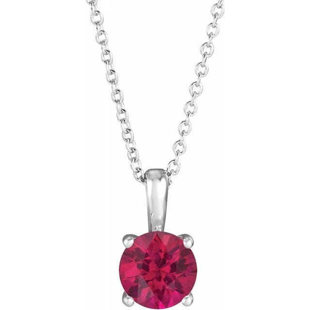 Genuine Ruby Necklace in 14 Karat White Gold Ruby 1618" Necklace