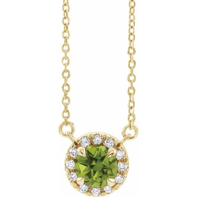 Genuine Peridot Necklace in 14 Karat 