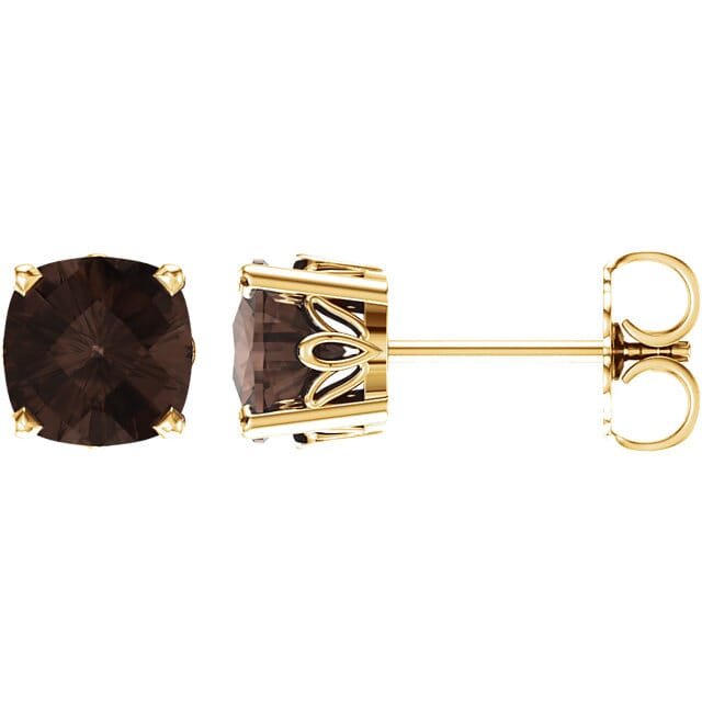 smoky quartz earrings yellow gold