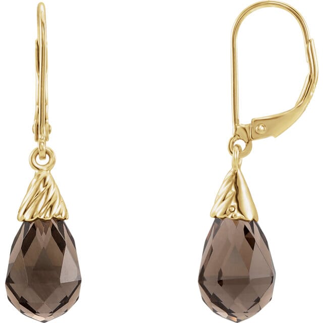 smoky quartz earrings yellow gold