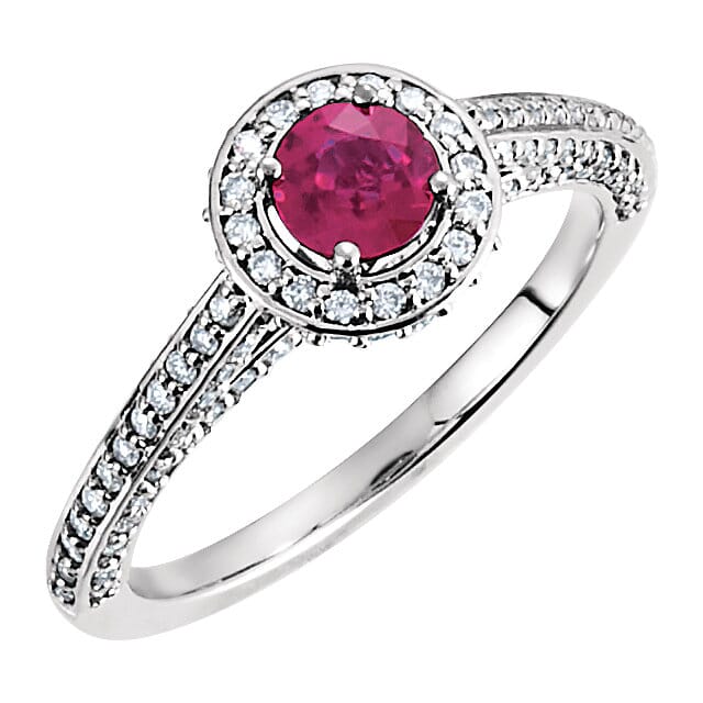 Genuine Platinum Ruby & 0.60 Carat Diamond Engagement Ring