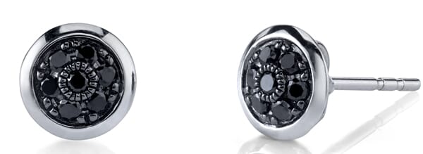 Trendy 0 64ctw Black Diamond On Earrings In 18kt White Gold
