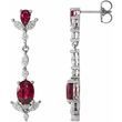 Platinum Ruby & 0.75 Carat Weight Diamond Dangle Earrings
