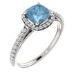 Perfect Jewelry Gift Platinum Sky Blue Topaz & 0.33 Carat Total Weight Diamond Ring